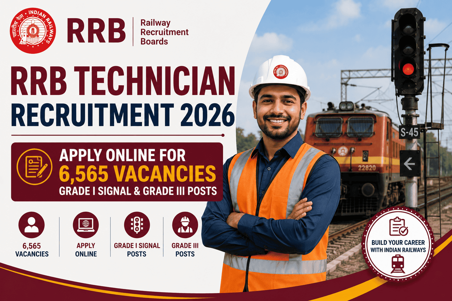 RRB Technician Recruitment 2026: Apply Online for 6,565 Grade I Signal & Grade III Vacancies