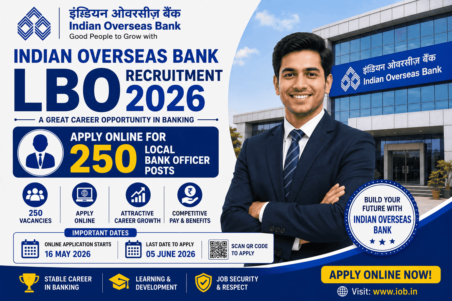 Indian Overseas Bank LBO Recruitment 2026 โ Apply Online for 250 Local Bank Officer Posts