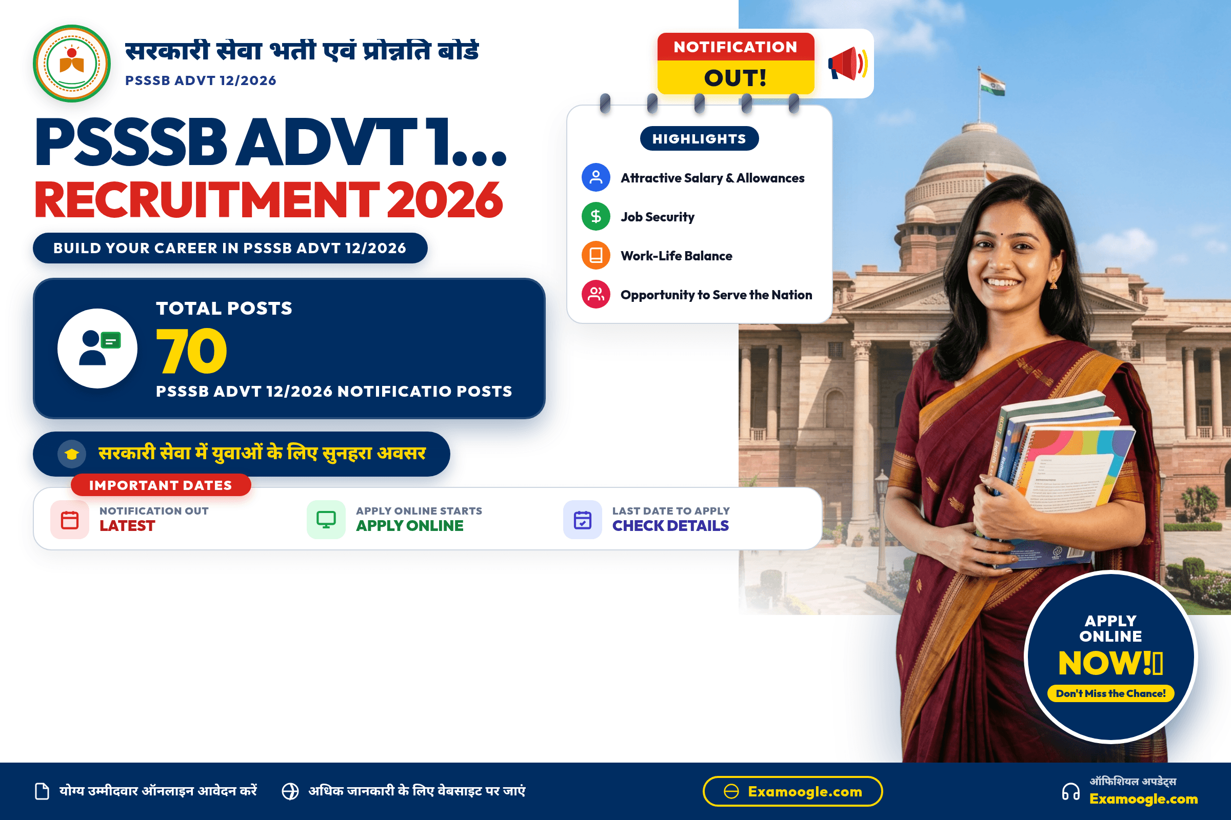 PSSSB Recruitment 2026: Apply Online for 70 Clerk, Driver and Other Posts (Advt 12/2026)
