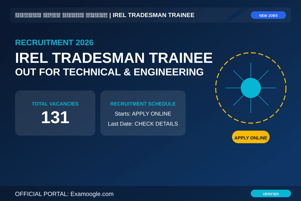 IREL Tradesman Trainee Recruitment 2026: Apply Online for 131 Posts