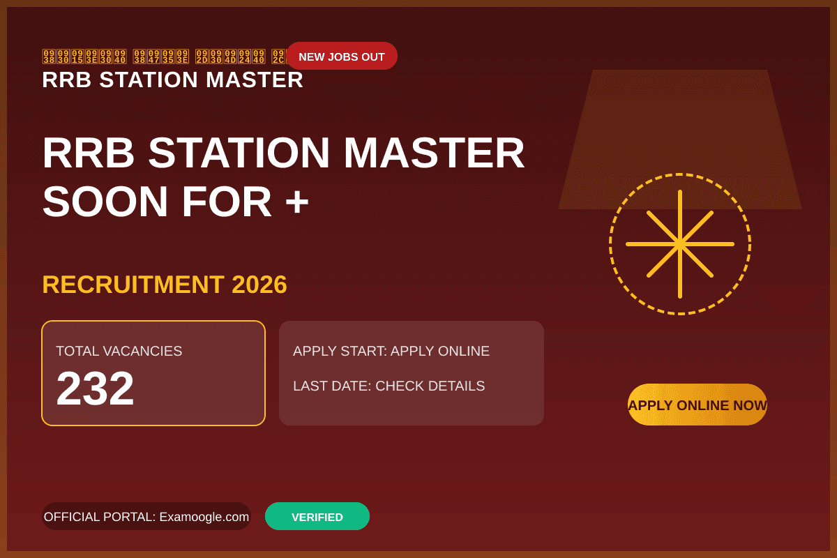 RRB Station Master Recruitment 2026: Notification for 1200+ Vacancies Coming Soon