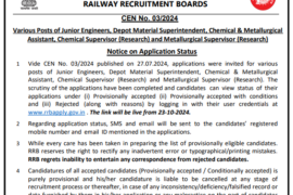 RRB JE 2024 Application Status