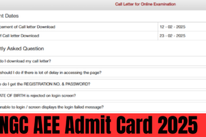 ONGC AEE Admit Card 2025 Released, Download Hall Ticket Now