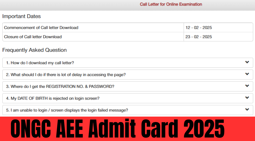 ONGC AEE Admit Card 2025